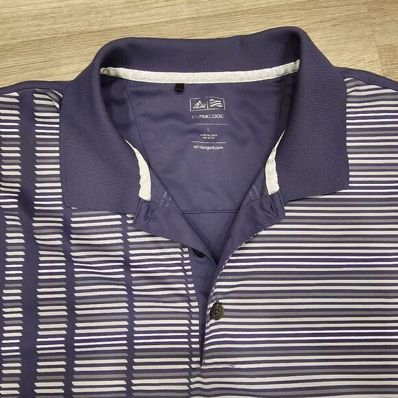 Adidas Golf Tee Shirt size Large Blue striped Sports Men's - Picture 2 of 8